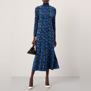 Hunter Bell Kings Hill Long Sleeve Turtleneck Midi Dress XL Blue Green Pull On